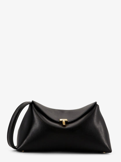 Toteme T-Lock leather clutch - Black