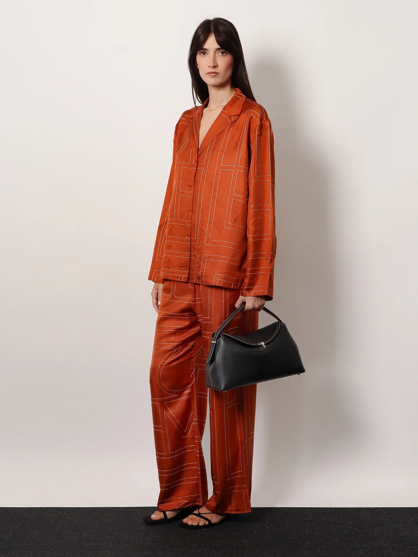 Toteme T Lock Hammered Leather Handbag