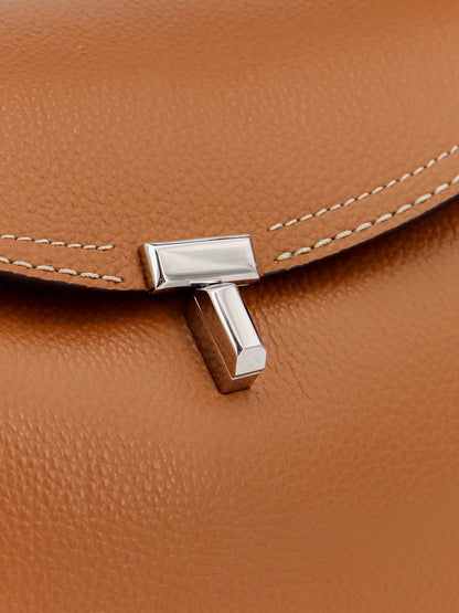 Toteme T Lock Hammered Leather Handbag