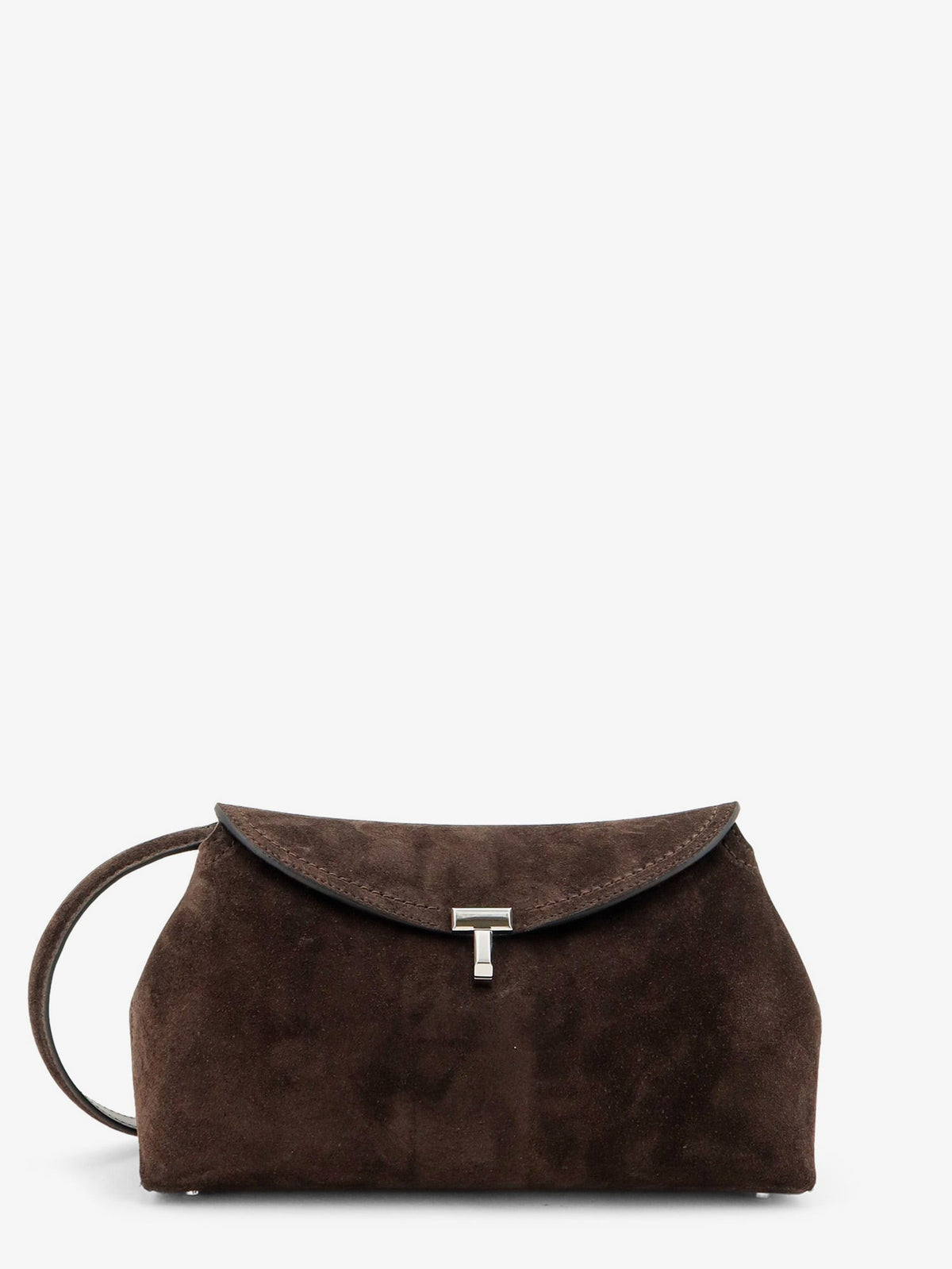 Toteme Suede T-Lock clutch - Brown
