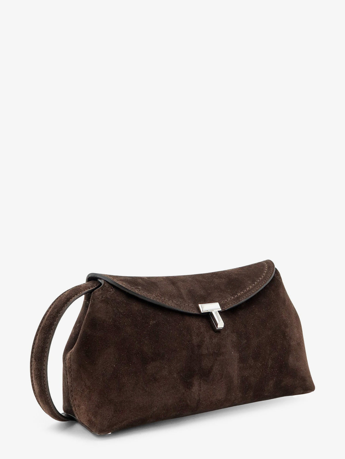 Toteme Suede T-Lock clutch - Brown