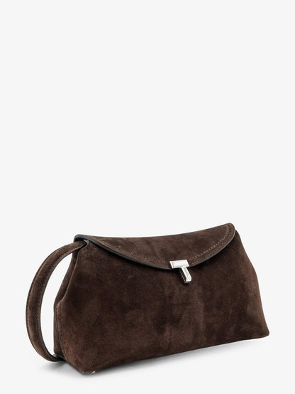 Toteme Suede T-Lock clutch - Brown