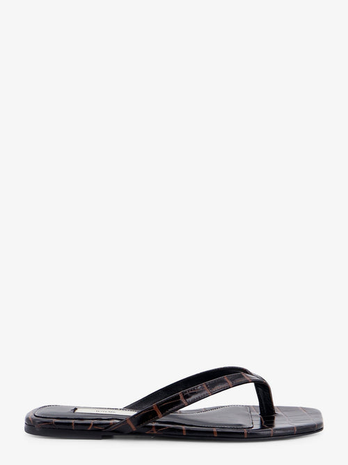 Toteme Croco-embossed leather sandals - Dark Brown