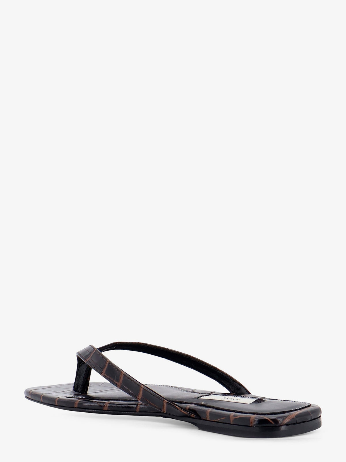 Toteme Croco-embossed leather sandals - Dark Brown