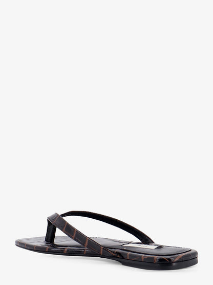 Toteme Croco-embossed leather sandals - Dark Brown