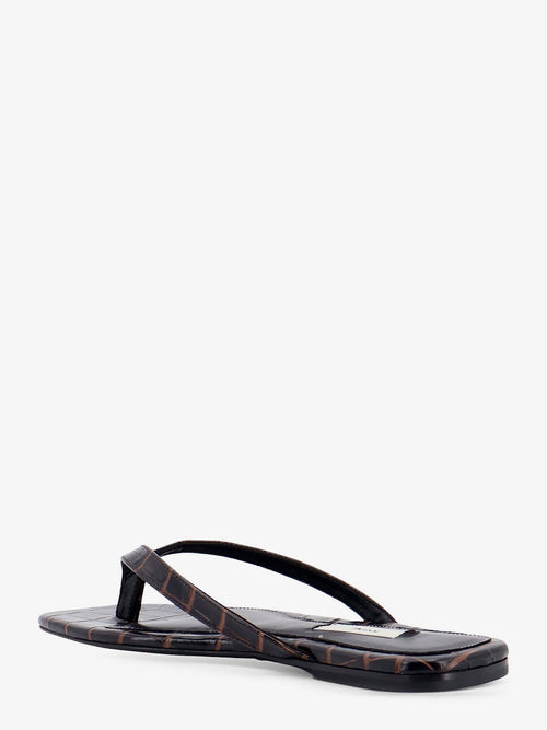 Toteme Croco-embossed leather sandals - Dark Brown