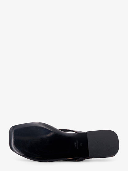 Toteme Croco-embossed leather sandals - Dark Brown