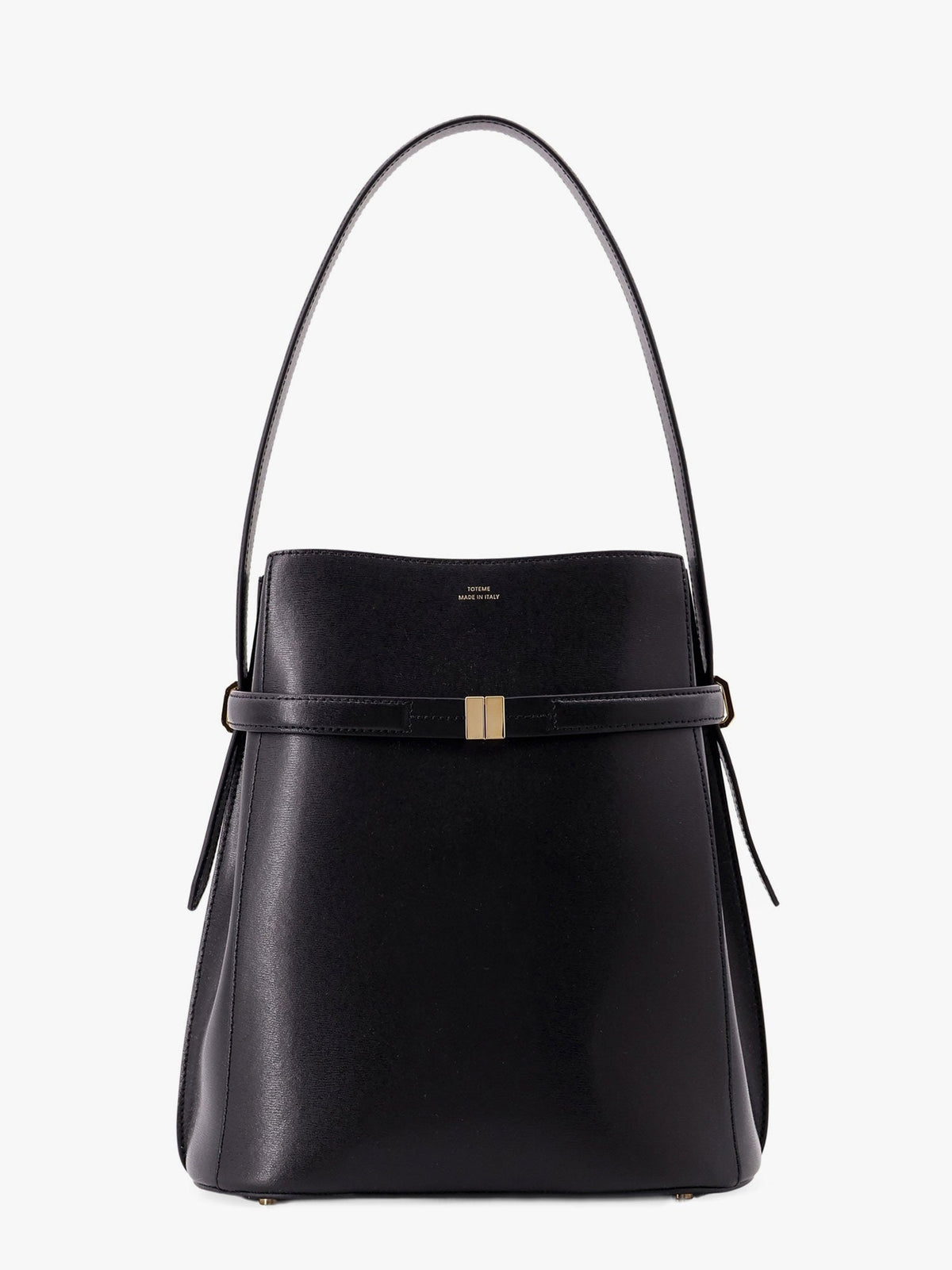 Toteme Belted leather bucket bag - Black
