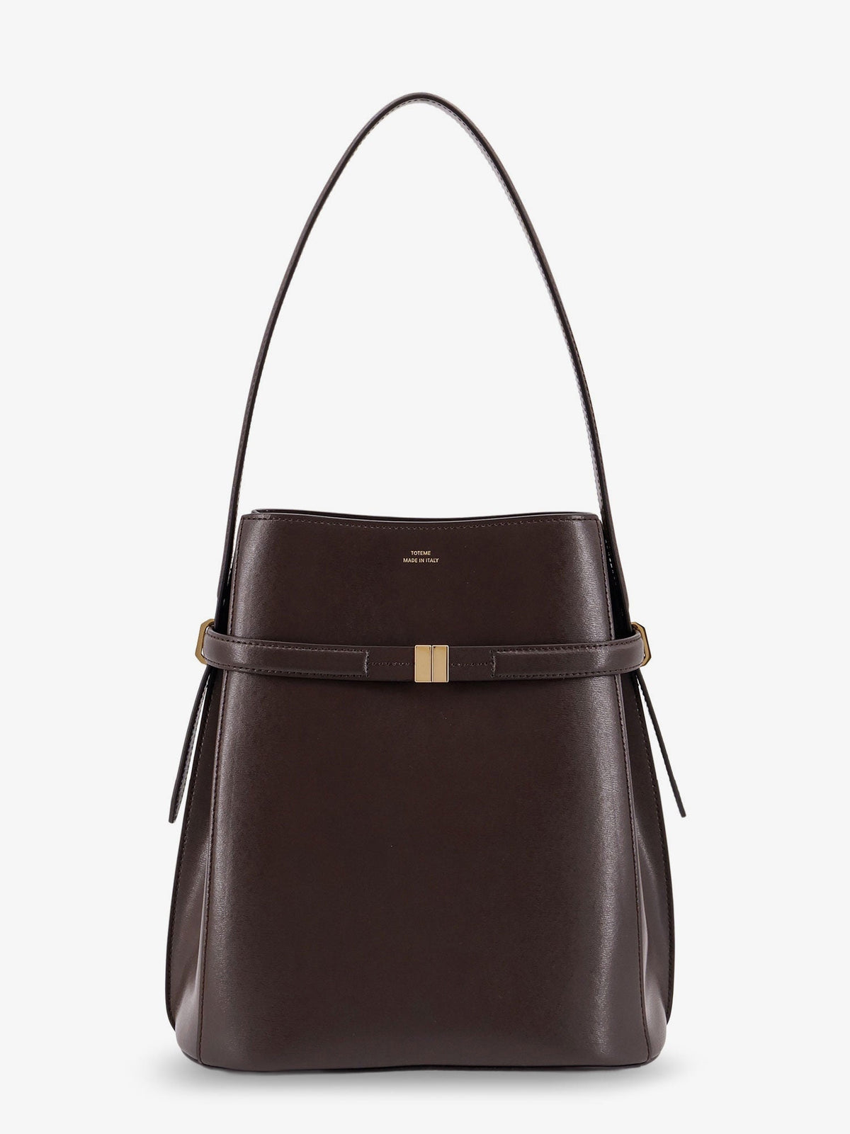 Toteme Belted leather bucket bag - Bark