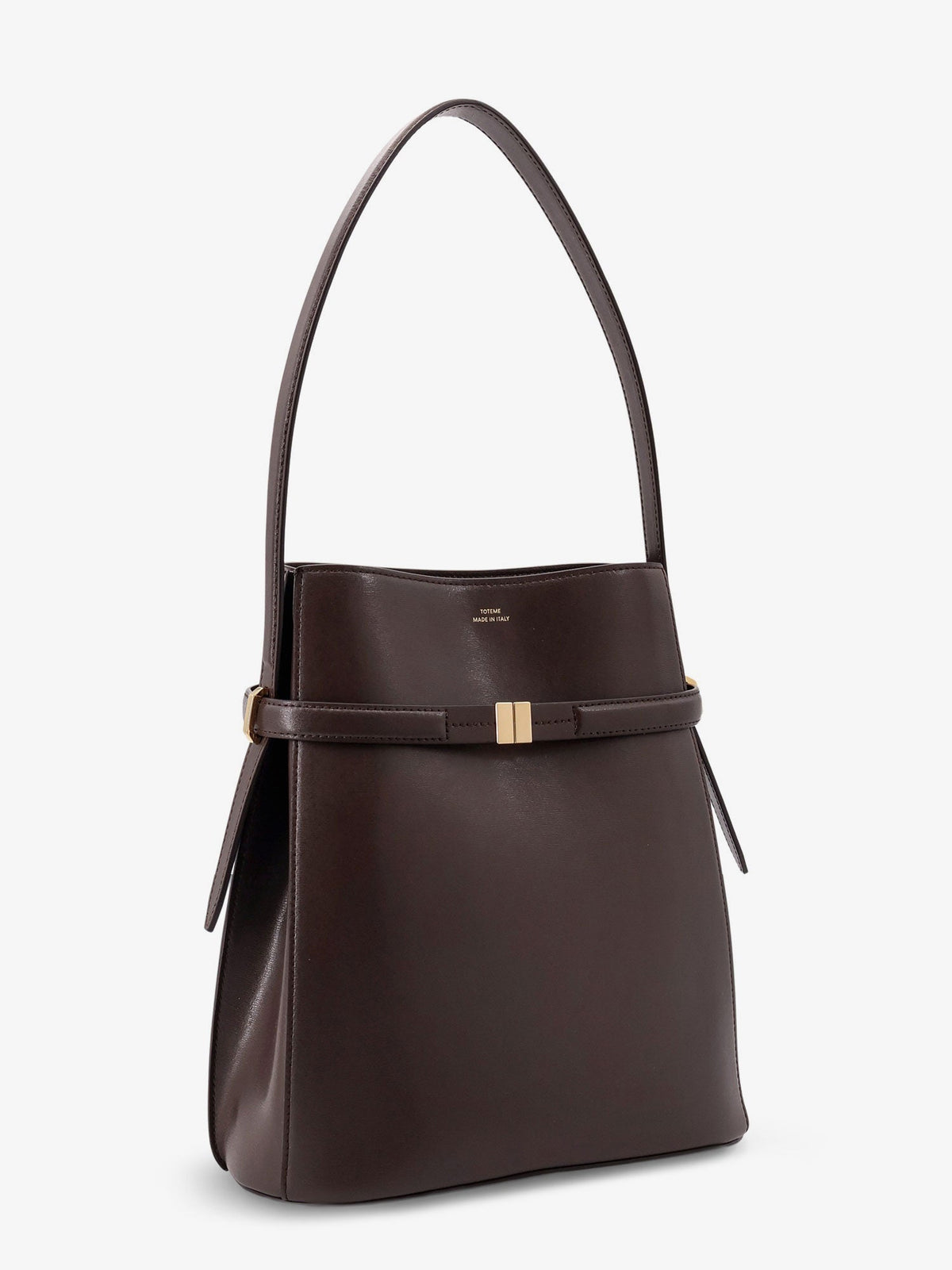 Toteme Belted leather bucket bag - Bark