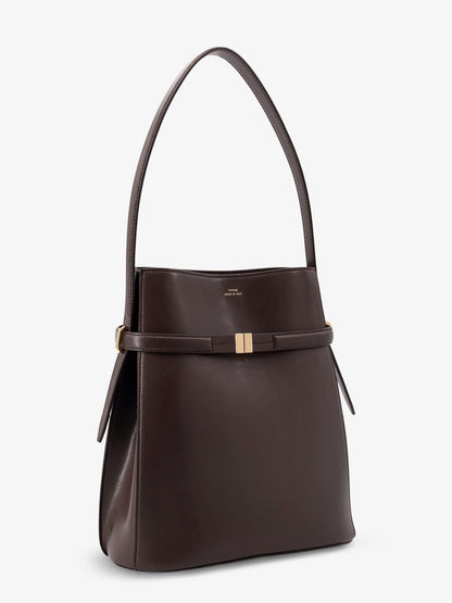 Toteme Belted leather bucket bag - Bark