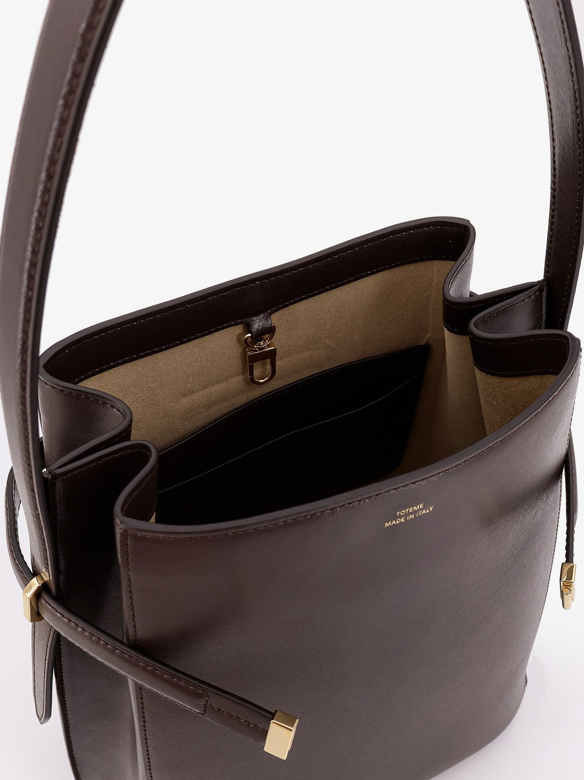 Toteme Belted leather bucket bag - Bark