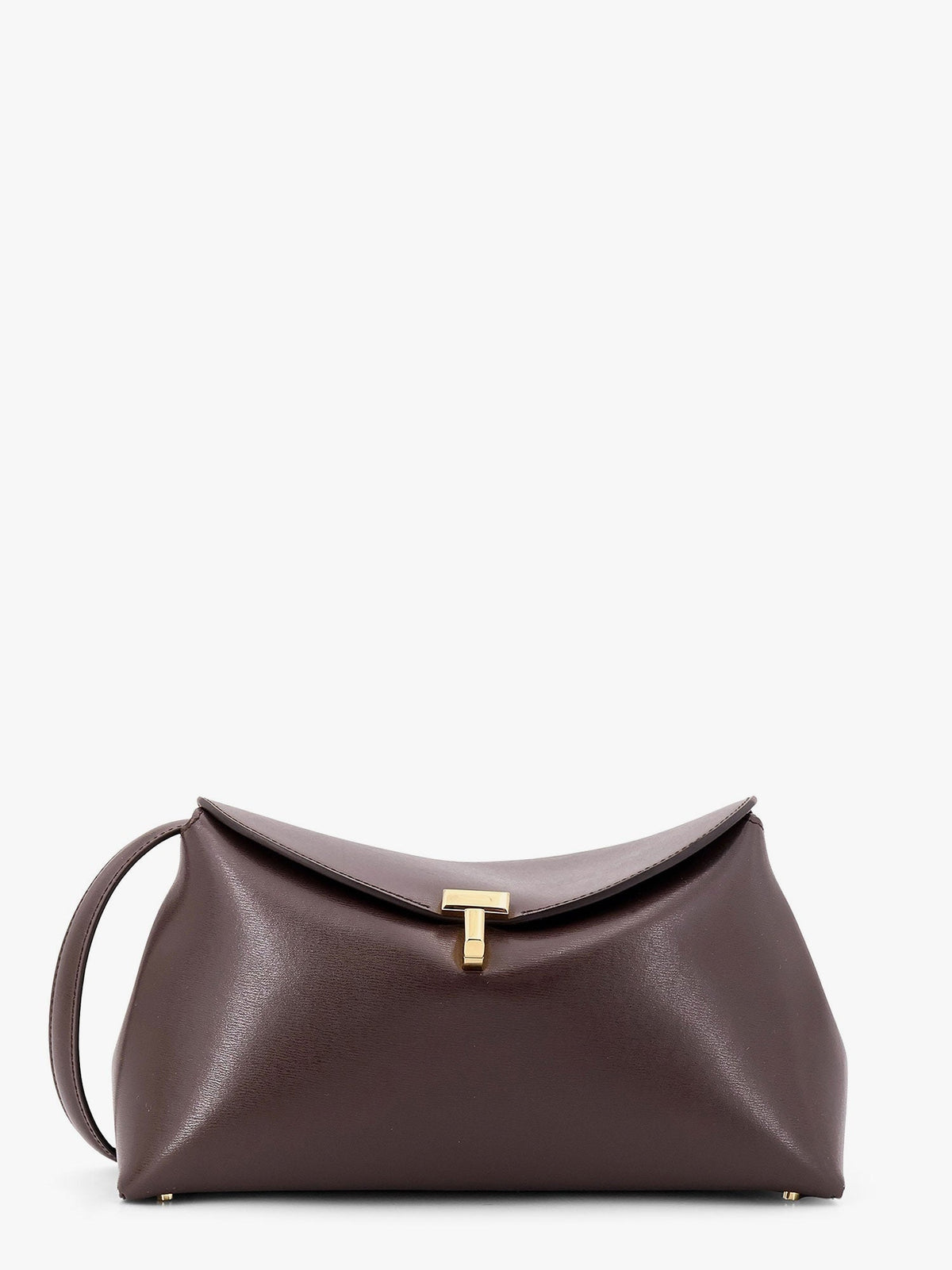 Toteme T-Lock clutch leather crossbody bag - Bark