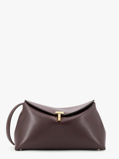 Toteme T-Lock clutch leather crossbody bag - Bark