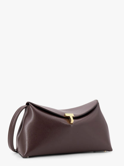 Toteme T-Lock clutch leather crossbody bag - Bark