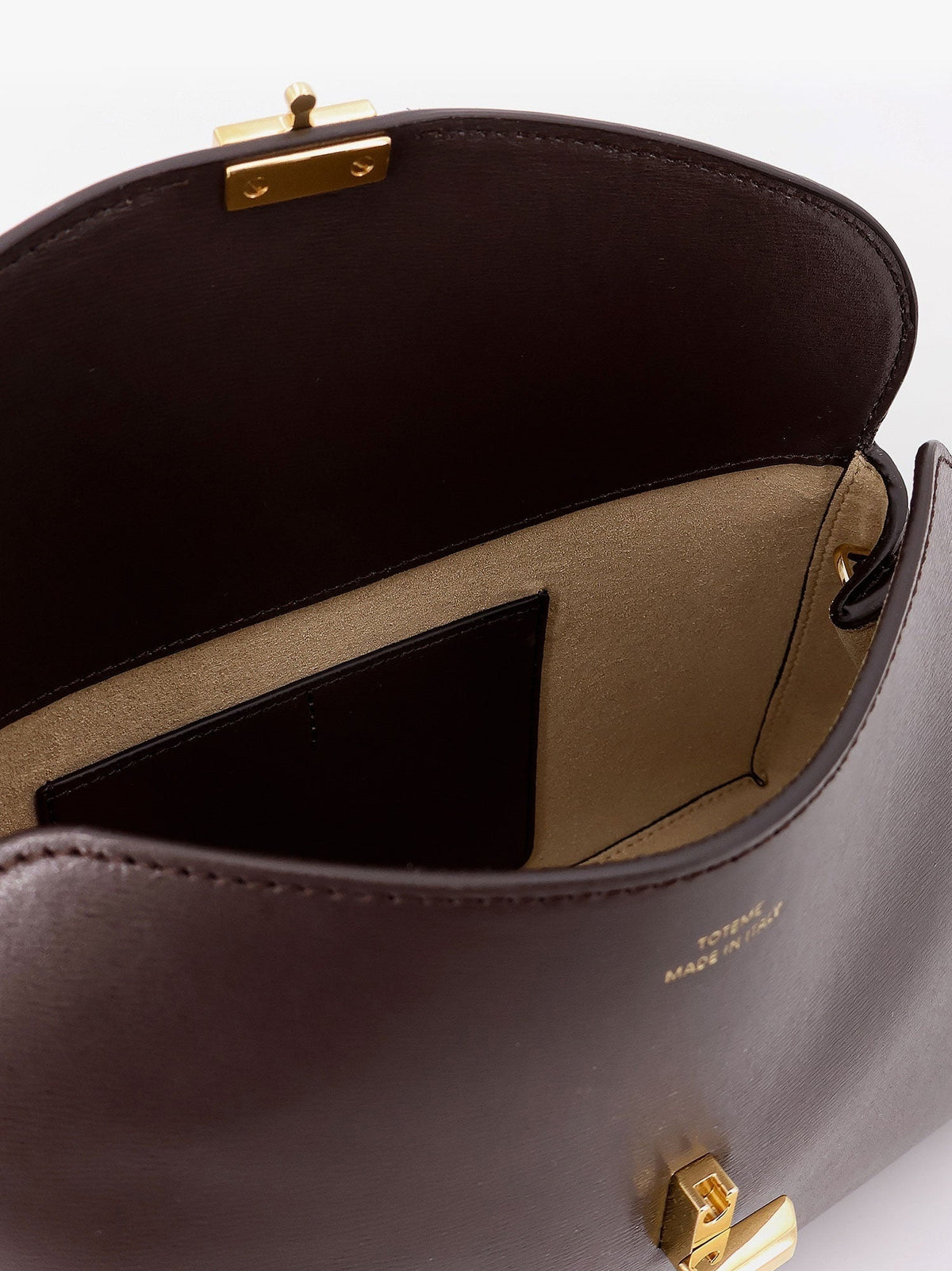 Toteme T-Lock clutch leather crossbody bag - Bark