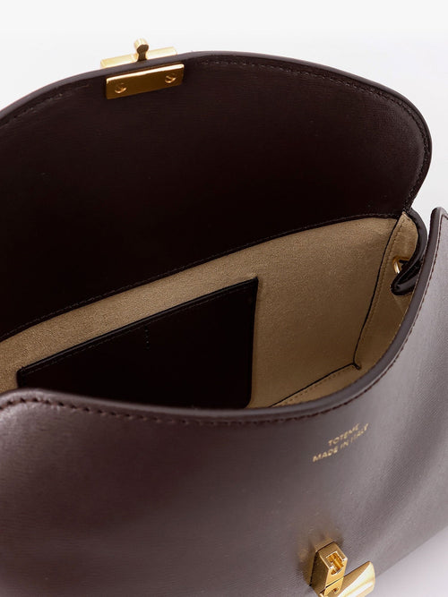 Toteme T-Lock clutch leather crossbody bag - Bark