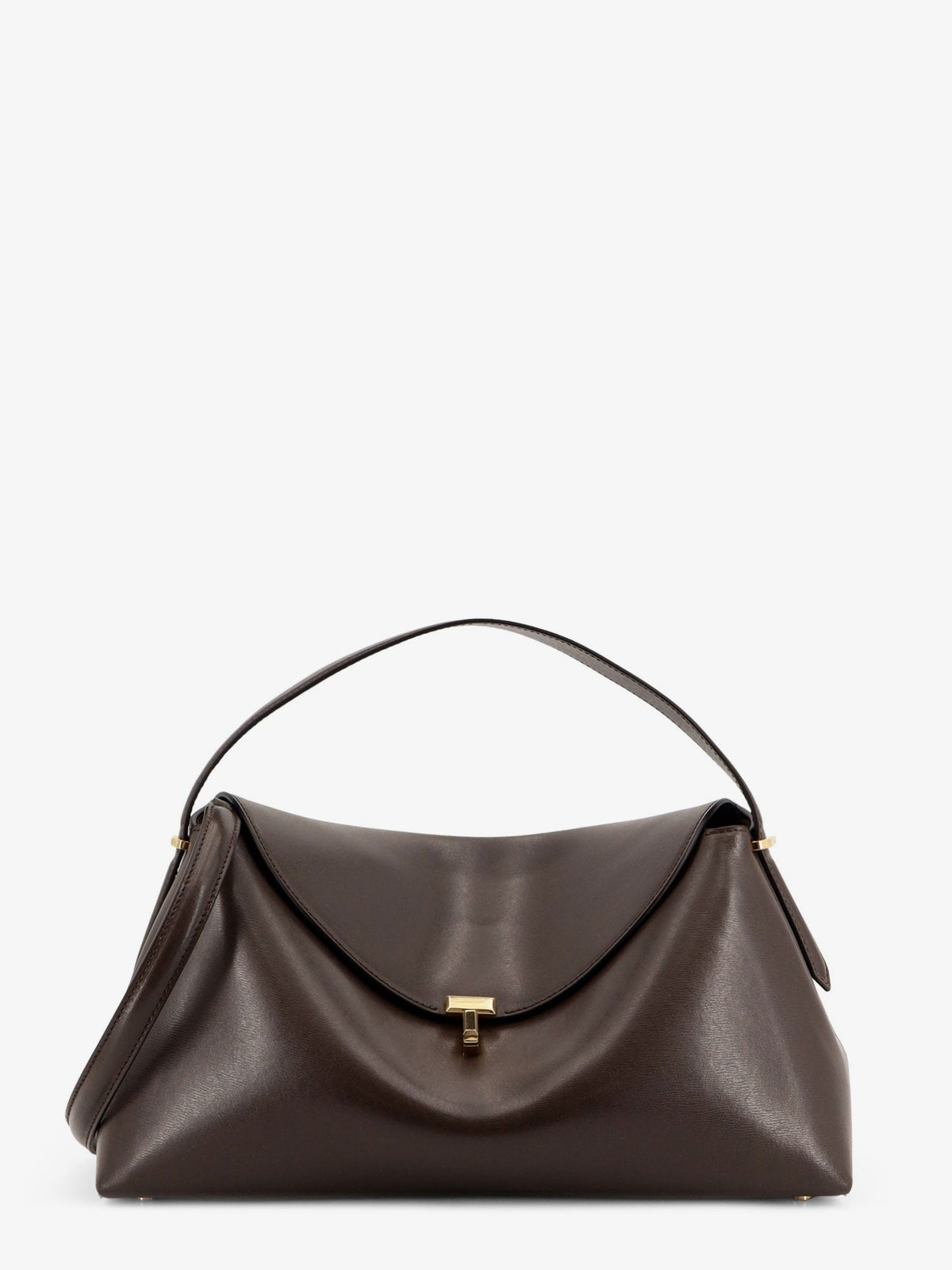 Toteme T-Lock Leather Handbag - Bark