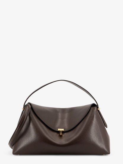Toteme T-Lock Leather Handbag - Bark