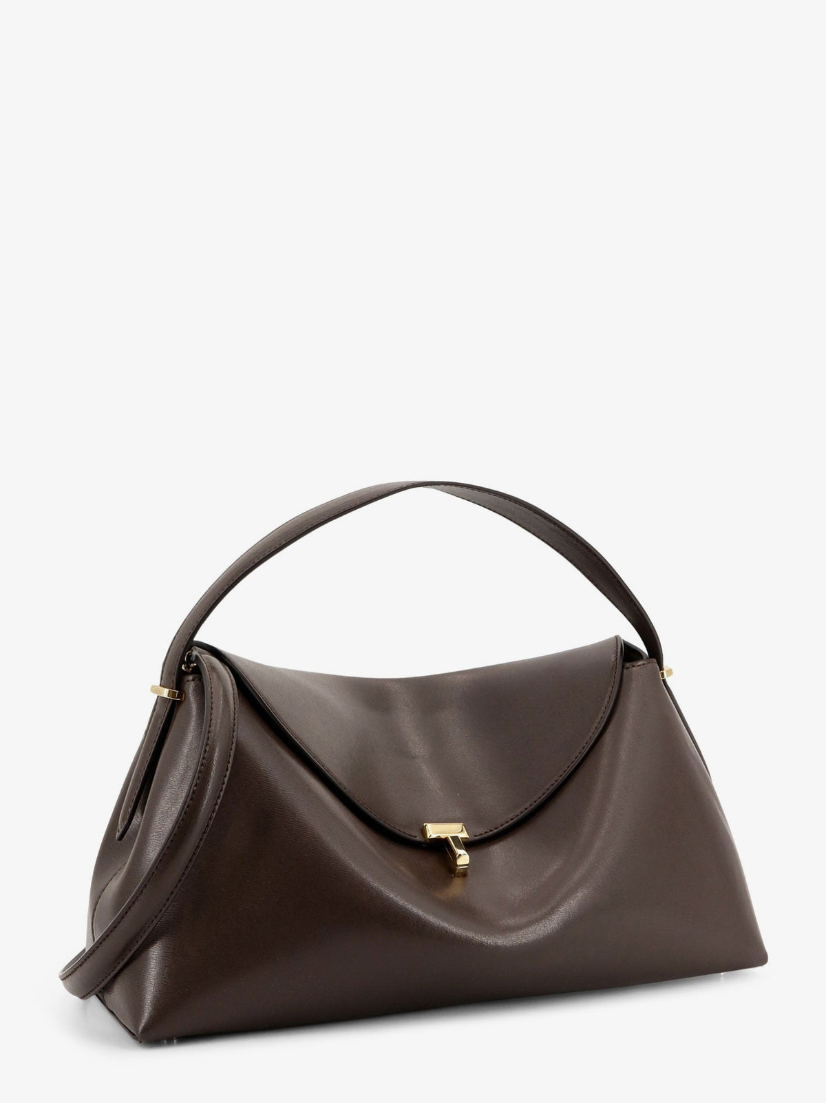 Toteme T-Lock Leather Handbag - Bark