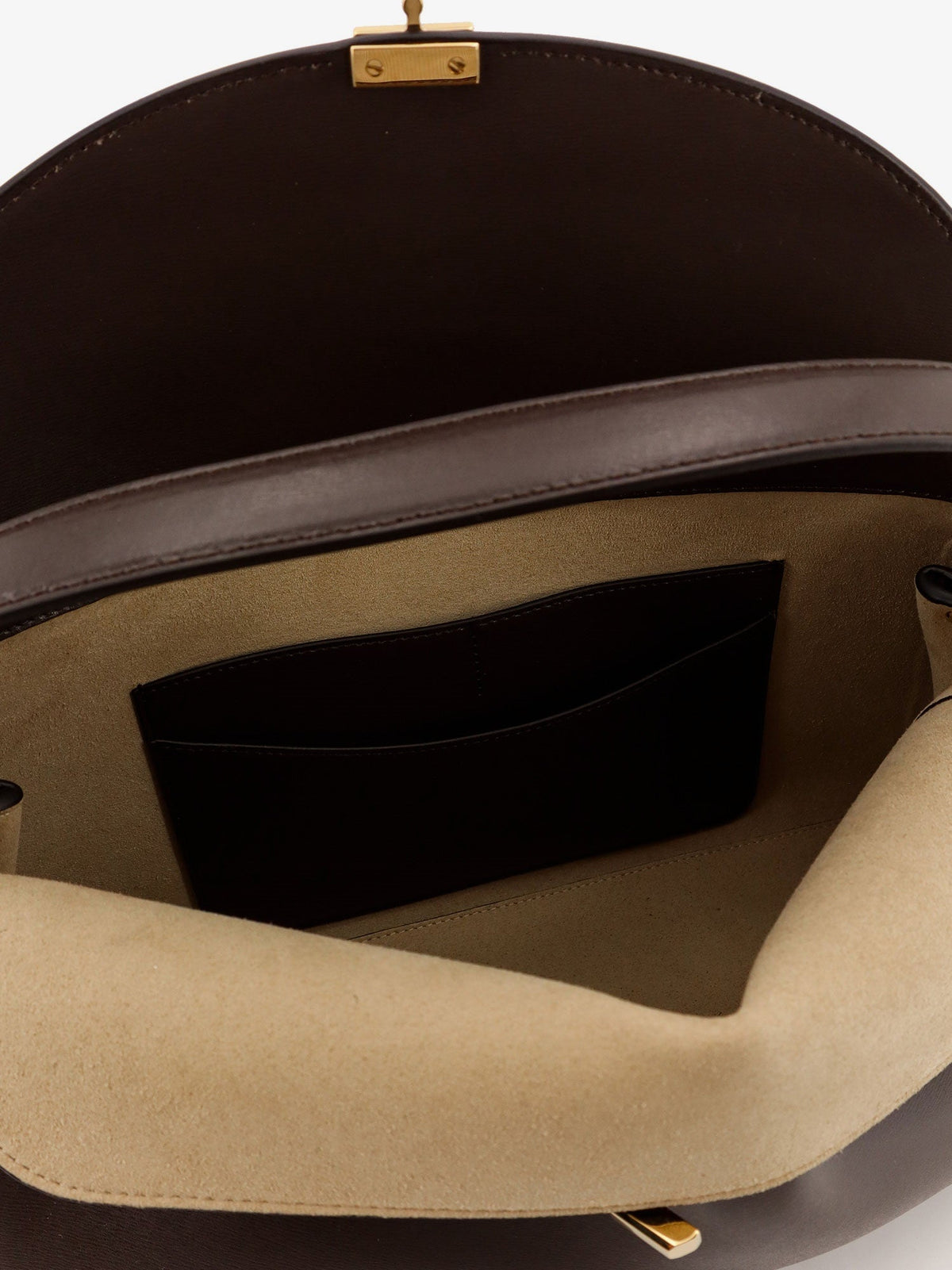 Toteme T-Lock Leather Handbag - Bark