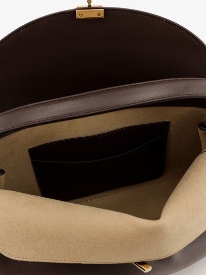 Toteme T-Lock Leather Handbag - Bark