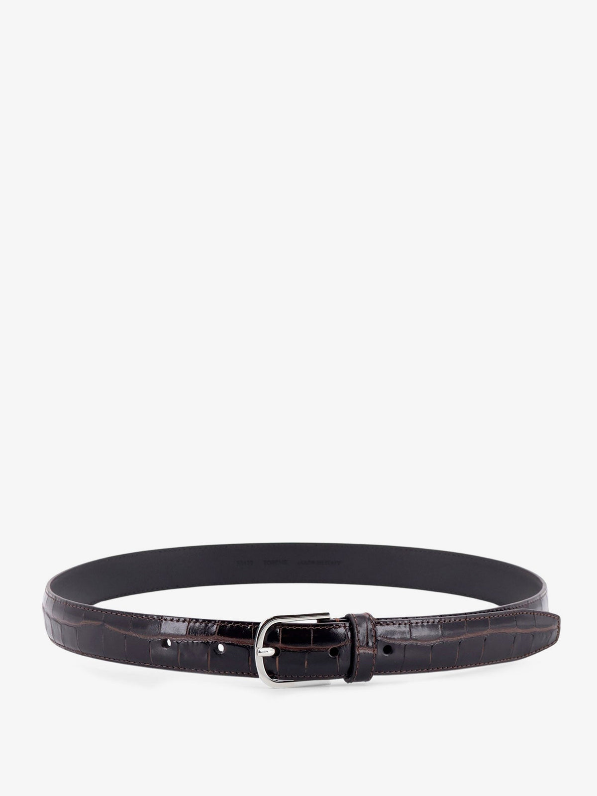 Toteme Slim Croco-Embossed leather belt - Chocolate