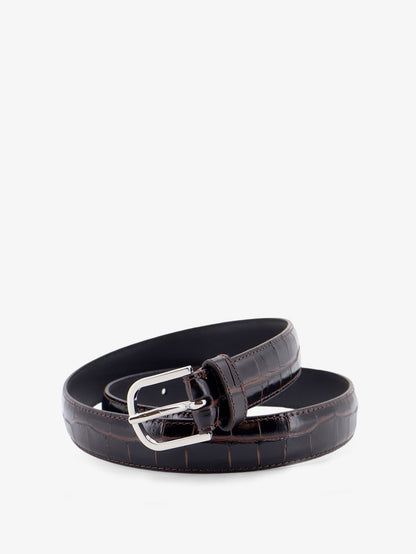 Toteme Slim Croco-Embossed leather belt - Chocolate