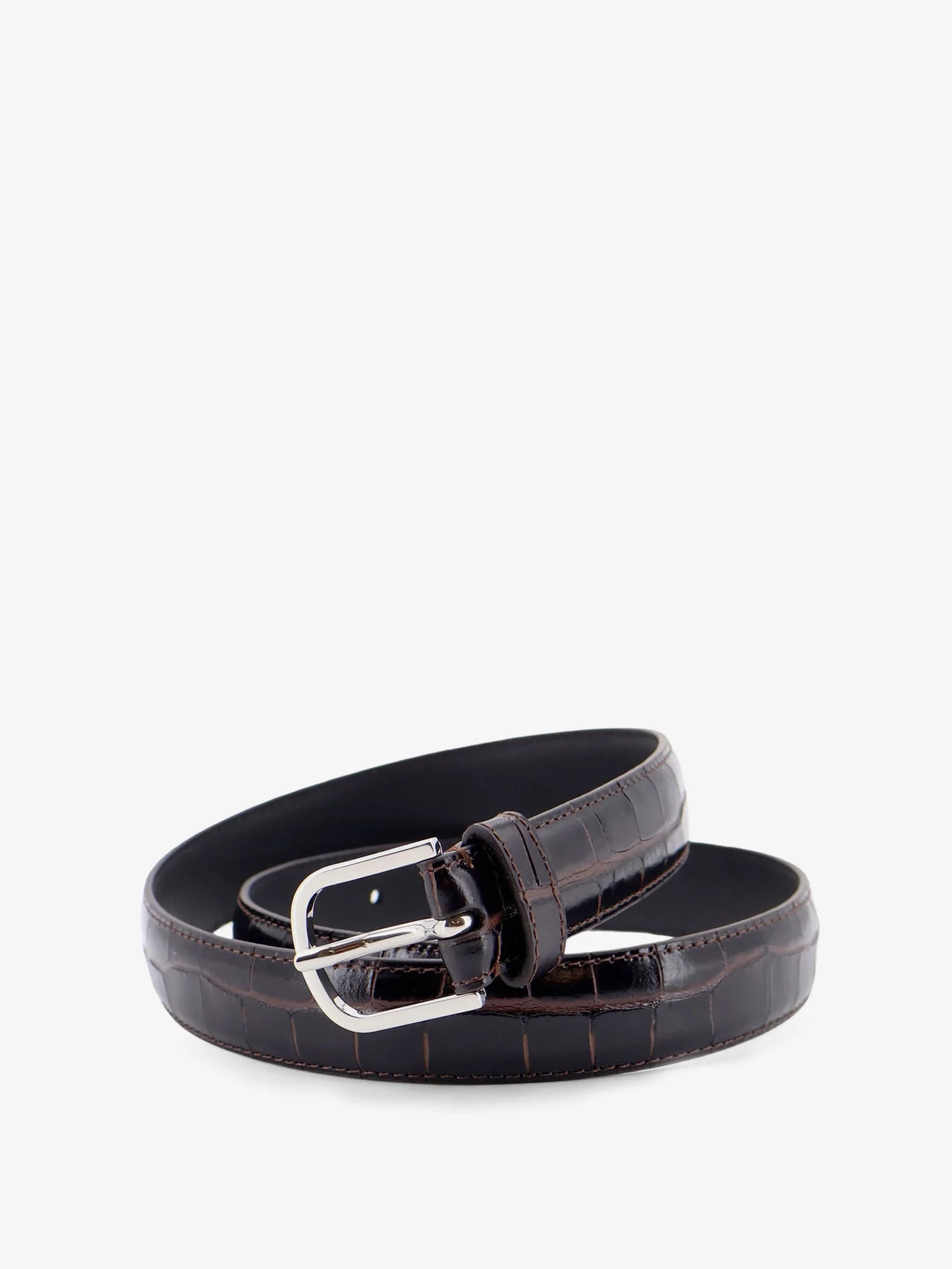 Toteme Slim Croco Embossed Leather Belt