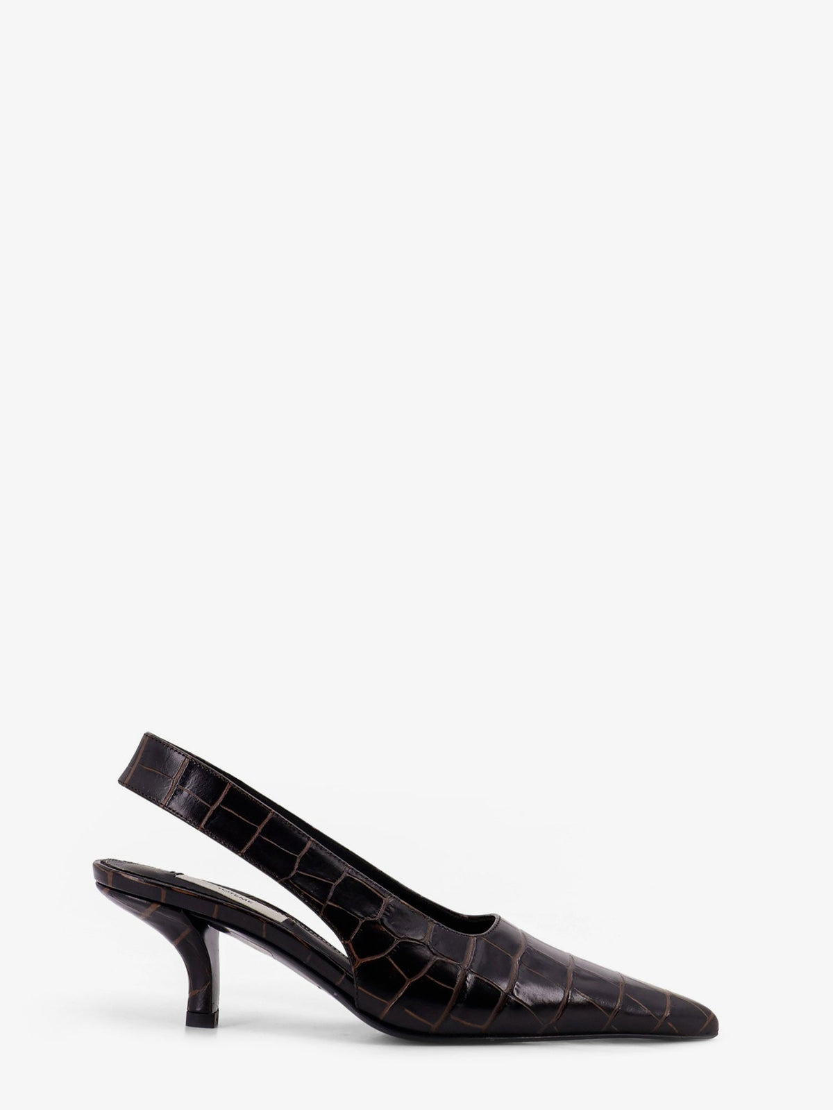 Toteme Leather décolleté with crocodile print - Dark Brown