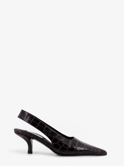 Toteme Leather décolleté with crocodile print - Dark Brown