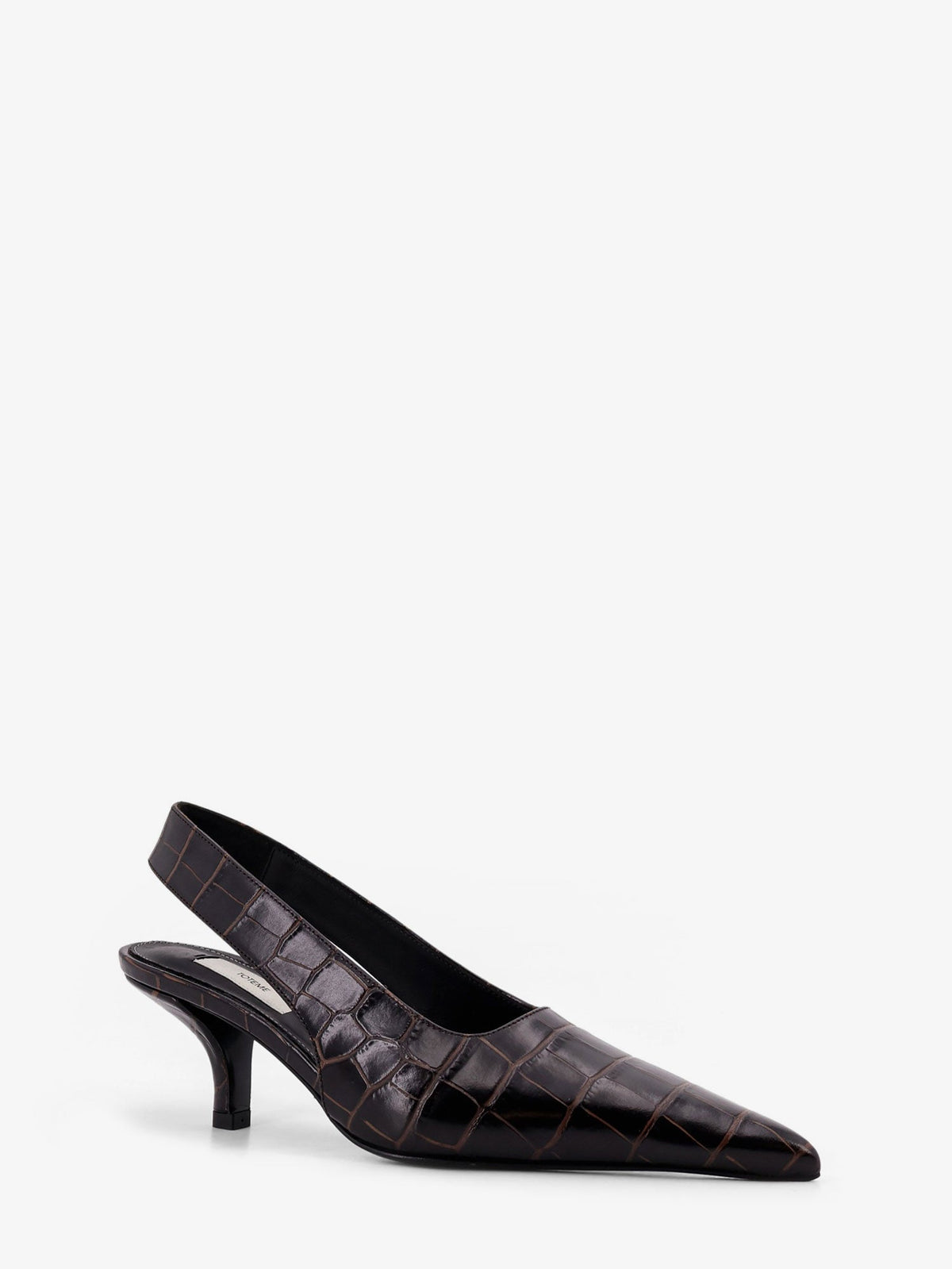 Toteme Leather décolleté with crocodile print - Dark Brown