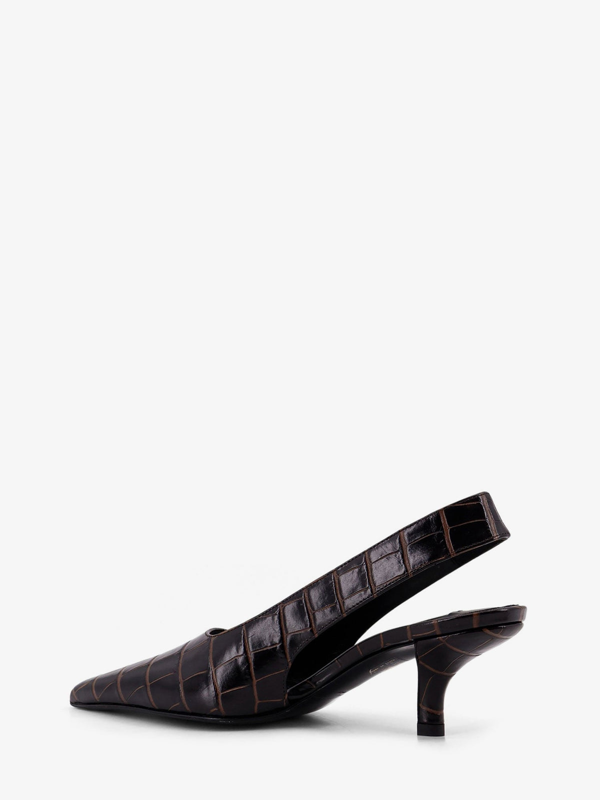 Toteme Leather décolleté with crocodile print - Dark Brown
