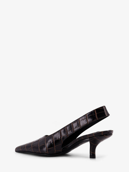 Toteme Leather décolleté with crocodile print - Dark Brown