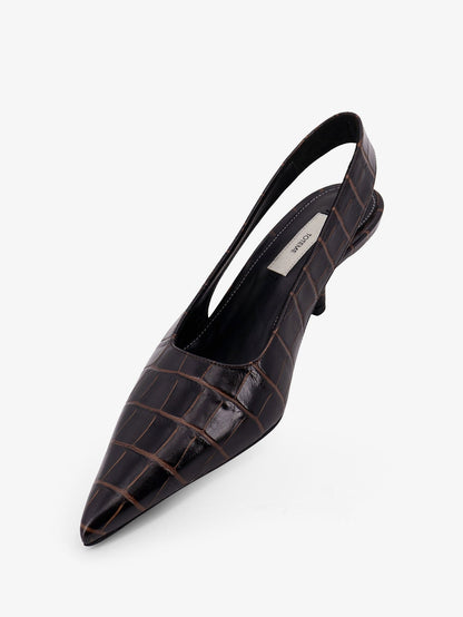 Toteme Leather décolleté with crocodile print - Dark Brown