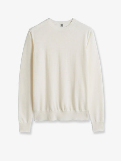 Toteme Fine Crew Knit wool and silk blend sweater - Ecru