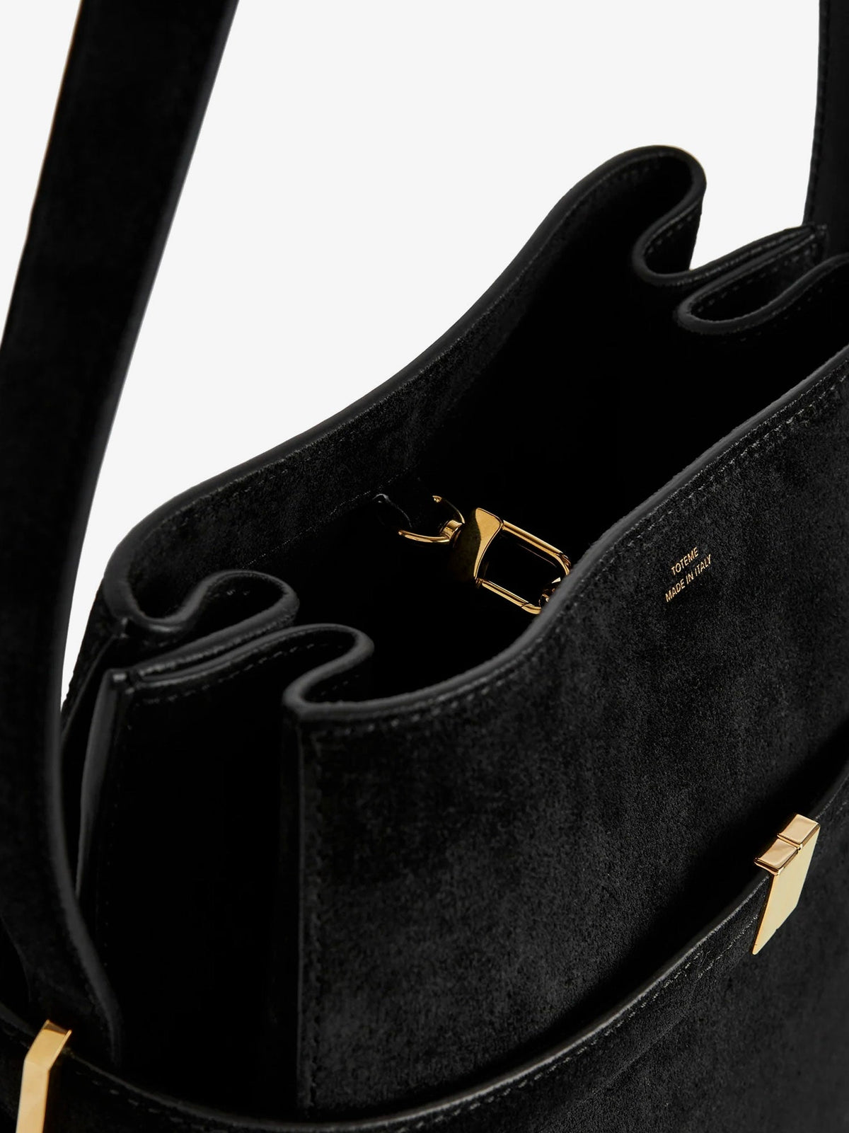 Toteme Belted suede bucket bag - Black