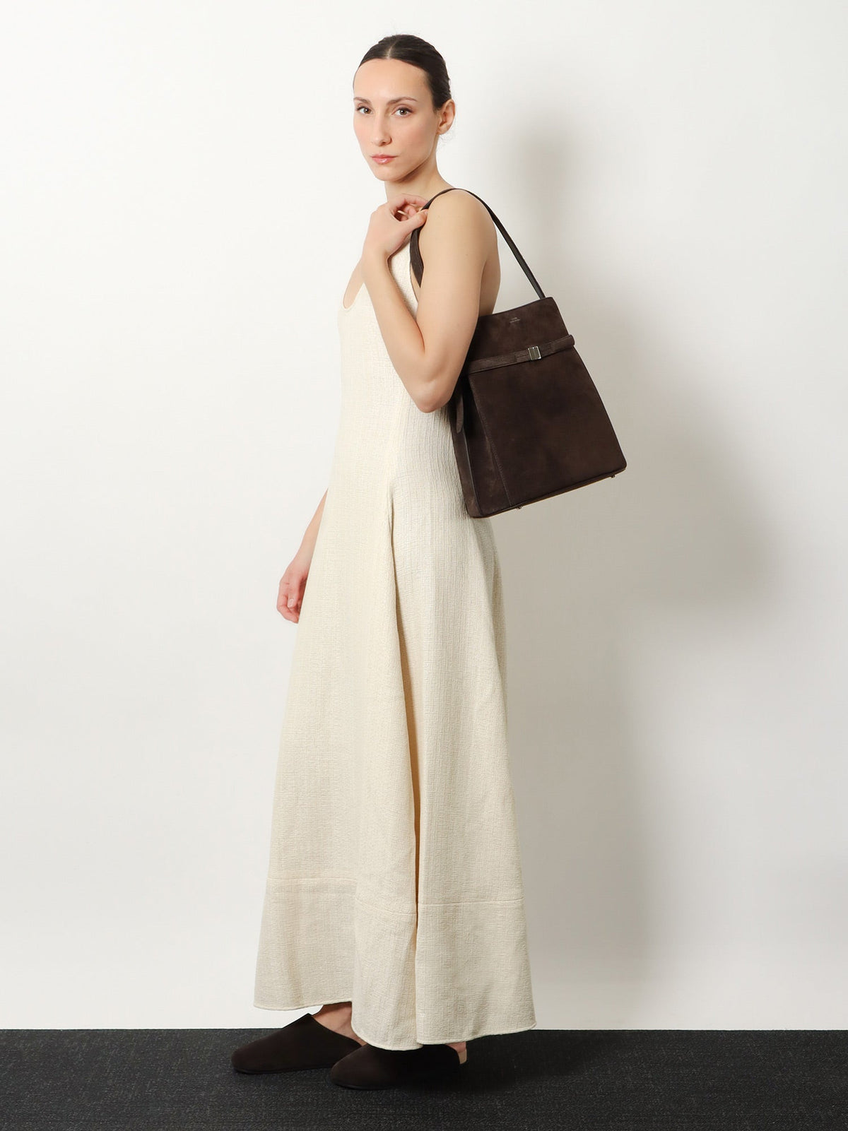 Toteme Suede Belted Bucket Bag - Brown