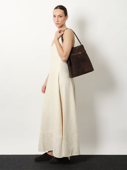 Toteme Suede Belted Bucket Bag - Brown