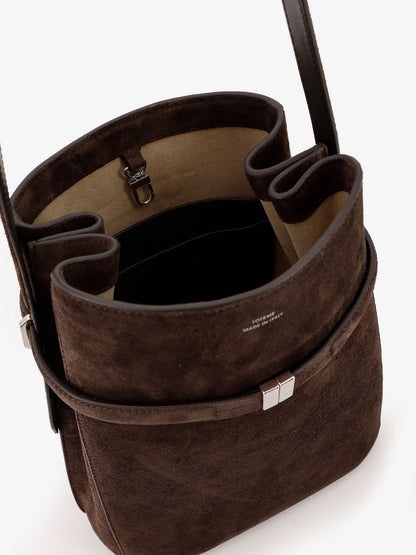 Toteme Suede Belted Bucket Bag - Brown
