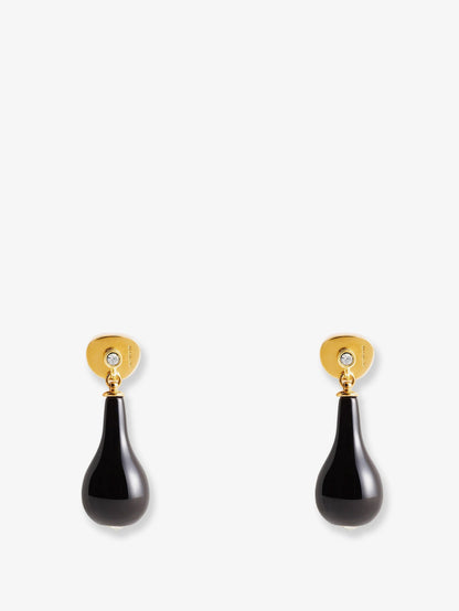 Toteme Onyx drops brass earrings - Black/Gold