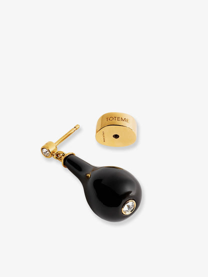 Toteme Onyx drops brass earrings - Black/Gold