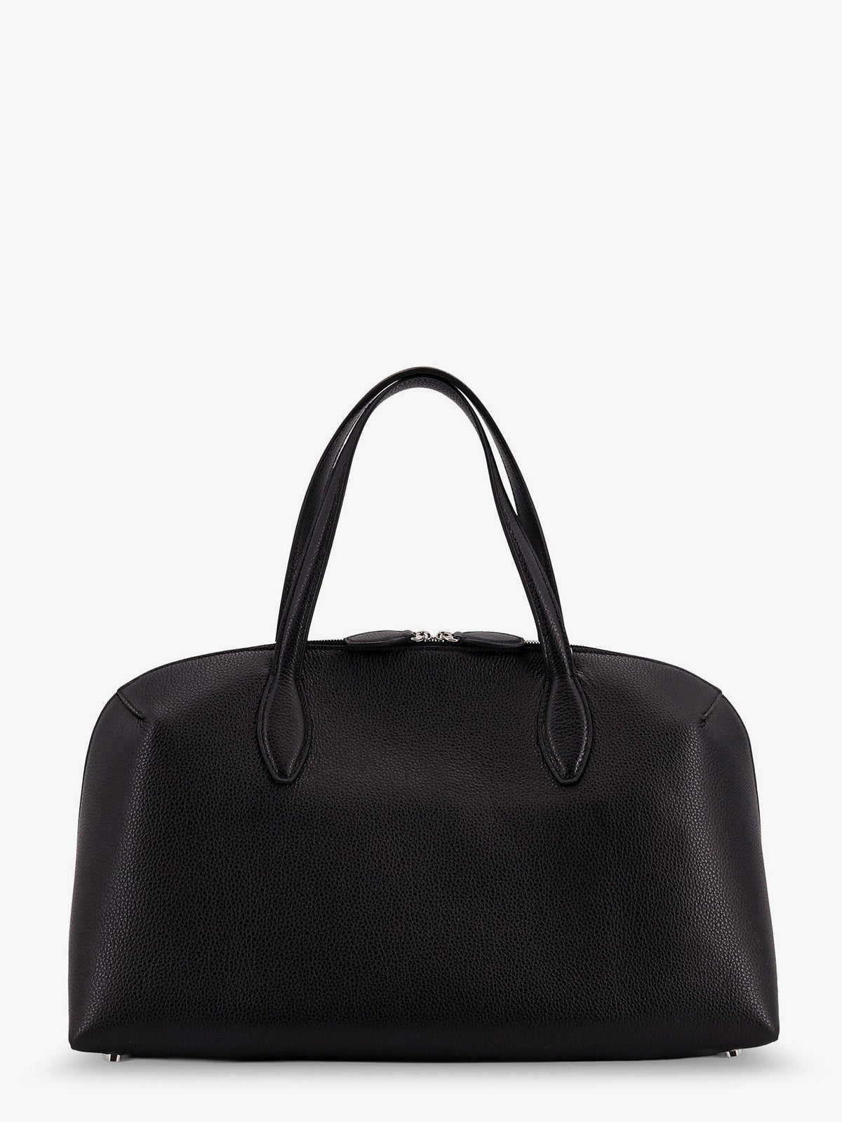 Toteme Leather handbag with engraved logo on the front - Black