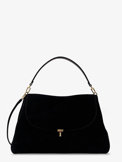 Toteme T-Lock leather handbag - Black