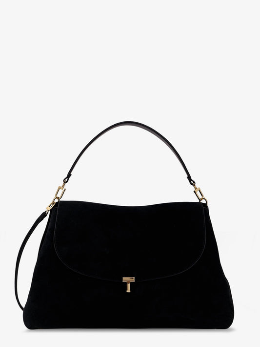 Toteme T-Lock leather handbag - Black