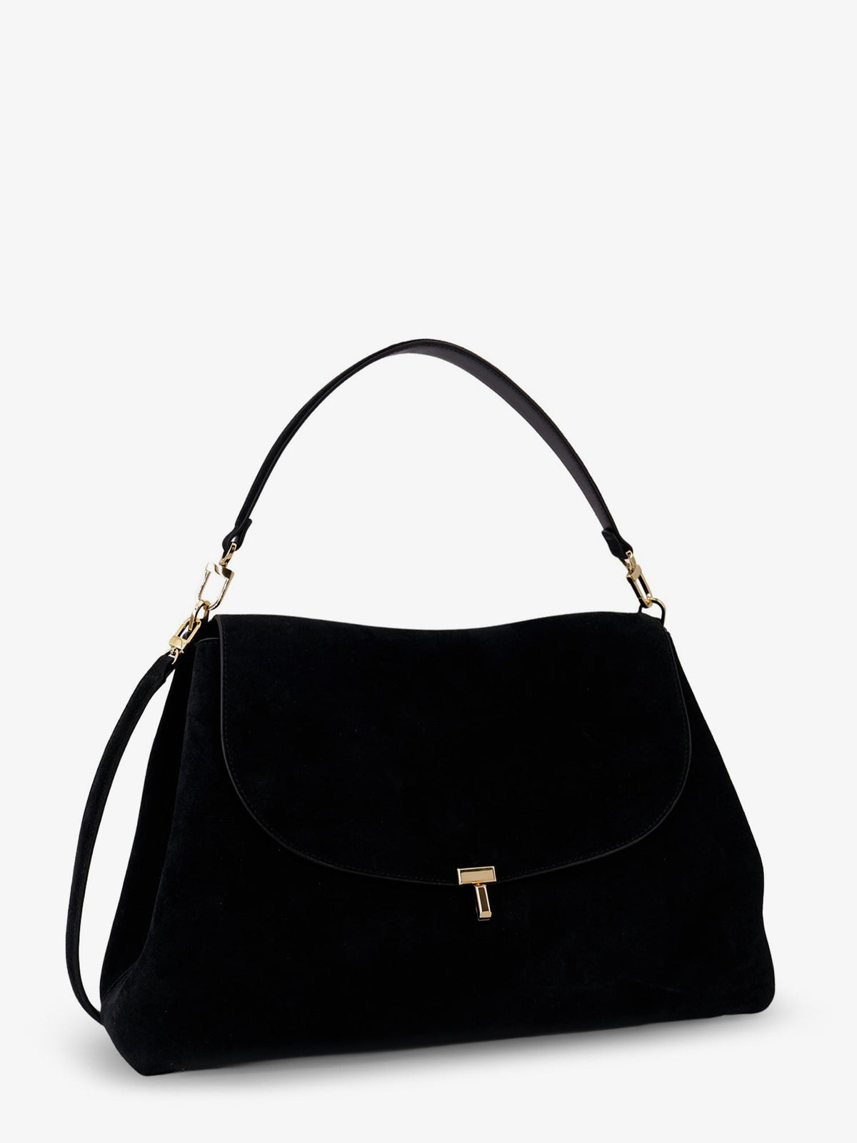 Toteme T-Lock leather handbag - Black