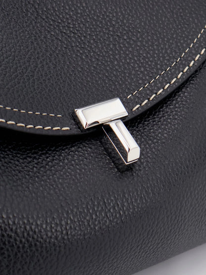 Toteme T Lock Hammered Leather Shoulder Bag