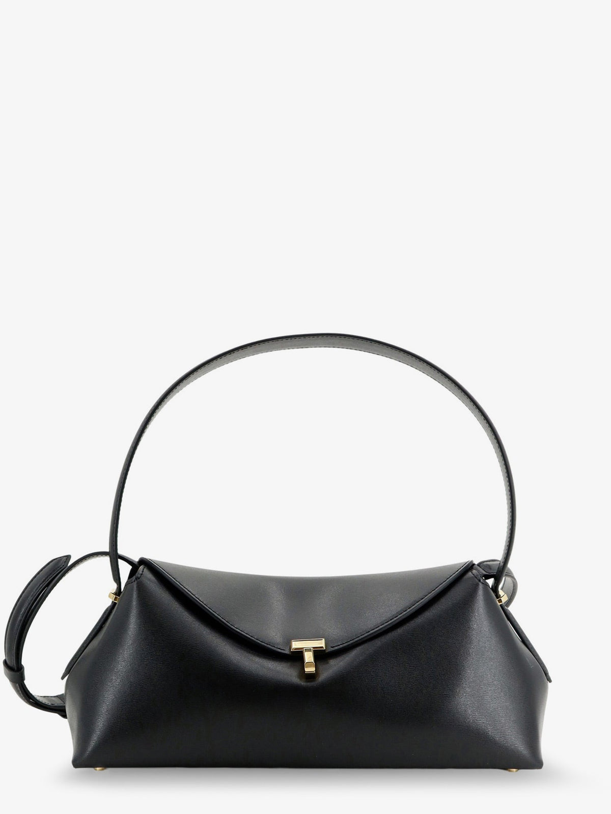 Toteme Hammered leather T-Lock shoulder bag - Black