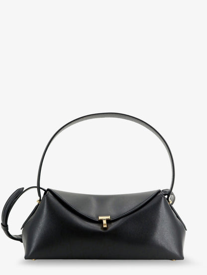 Toteme Hammered leather T-Lock shoulder bag - Black