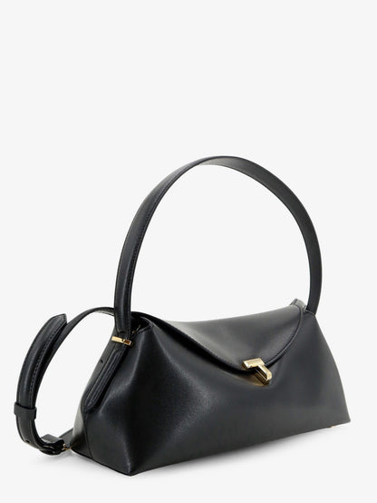 Toteme Hammered leather T-Lock shoulder bag - Black